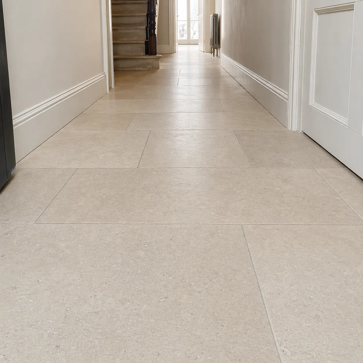 Limestone hallway, full restoration